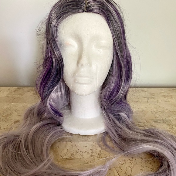 Ombre Purple to Lavender Silver Long Synthetic Hair Trendy Cosplay Wig - Picture 5 of 6